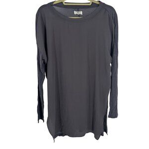 Lou & Grey Womens Long-Sleeve Tunic Top XL Gray Lightweight Relaxed Fit